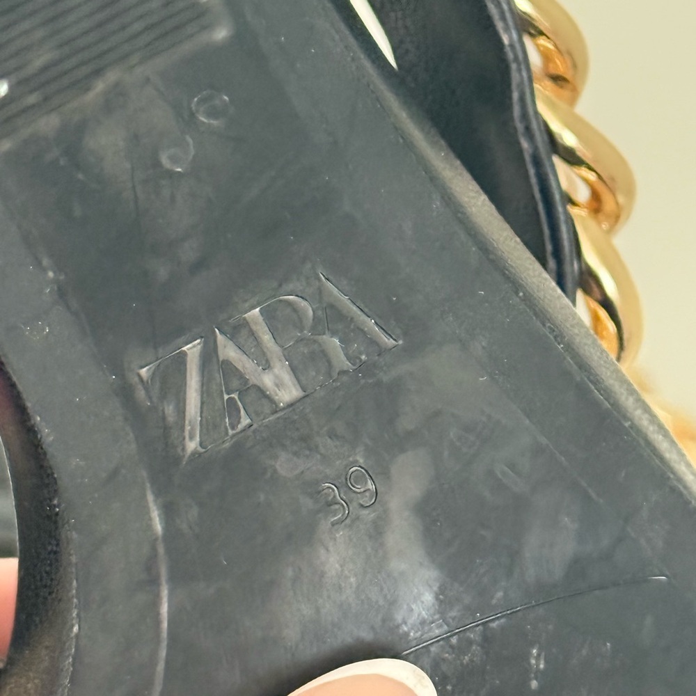 Zara Black Heels with Gold Chain Accent - Picture 6 of 6